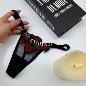 Calcinha fio rosas personalizável ( não acompanha as letras )