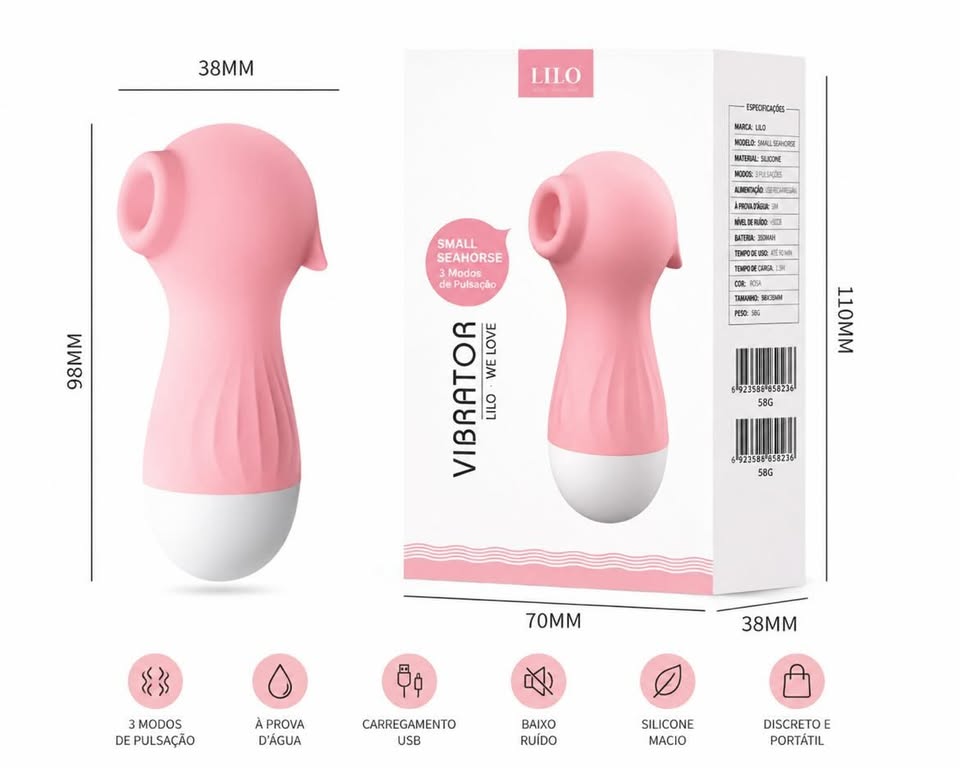 Lilo Estimulador de Clitoris em Formato de Cavalo Marinho com 10 Modos de Pulsação Vip Mix