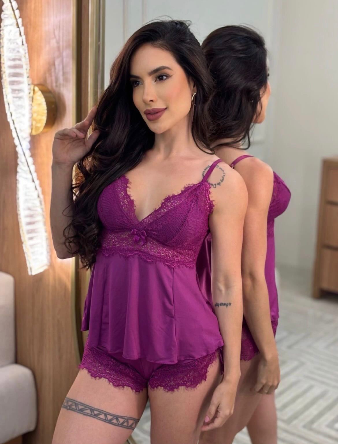 Babydoll roxo ( tamanho P )
