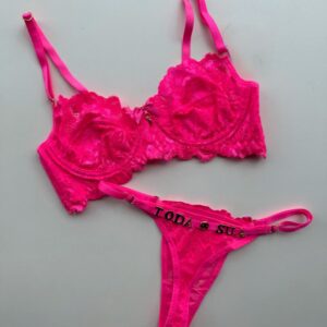 conjunto personalizável rosa neon