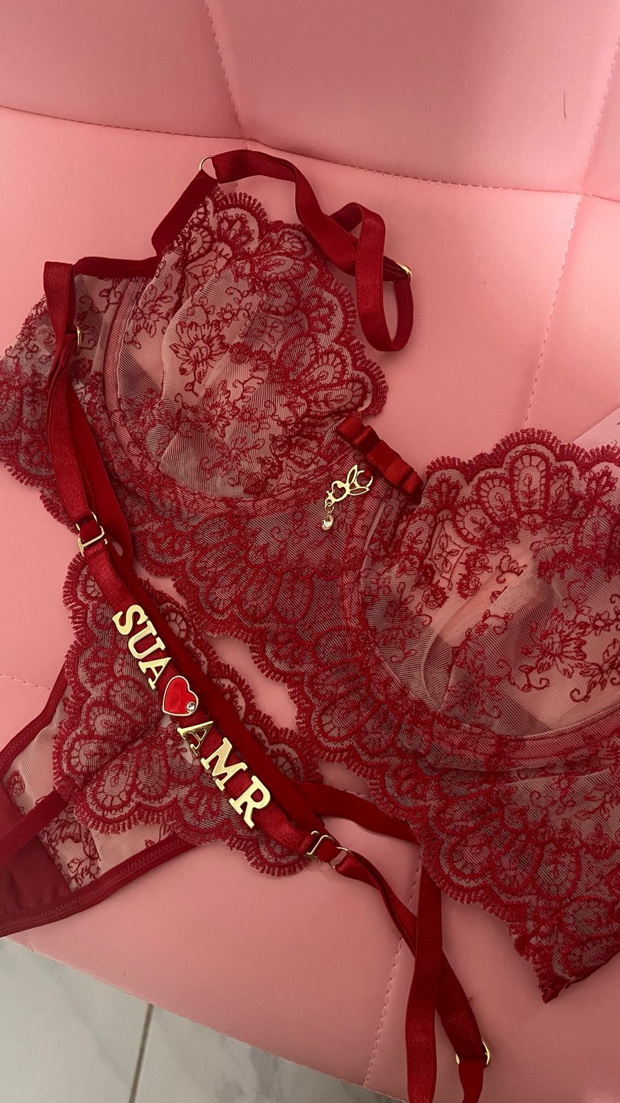 conjunto luxo personalizável vermelho